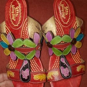 SPRING STEP papaya heels size 38/7.5-8